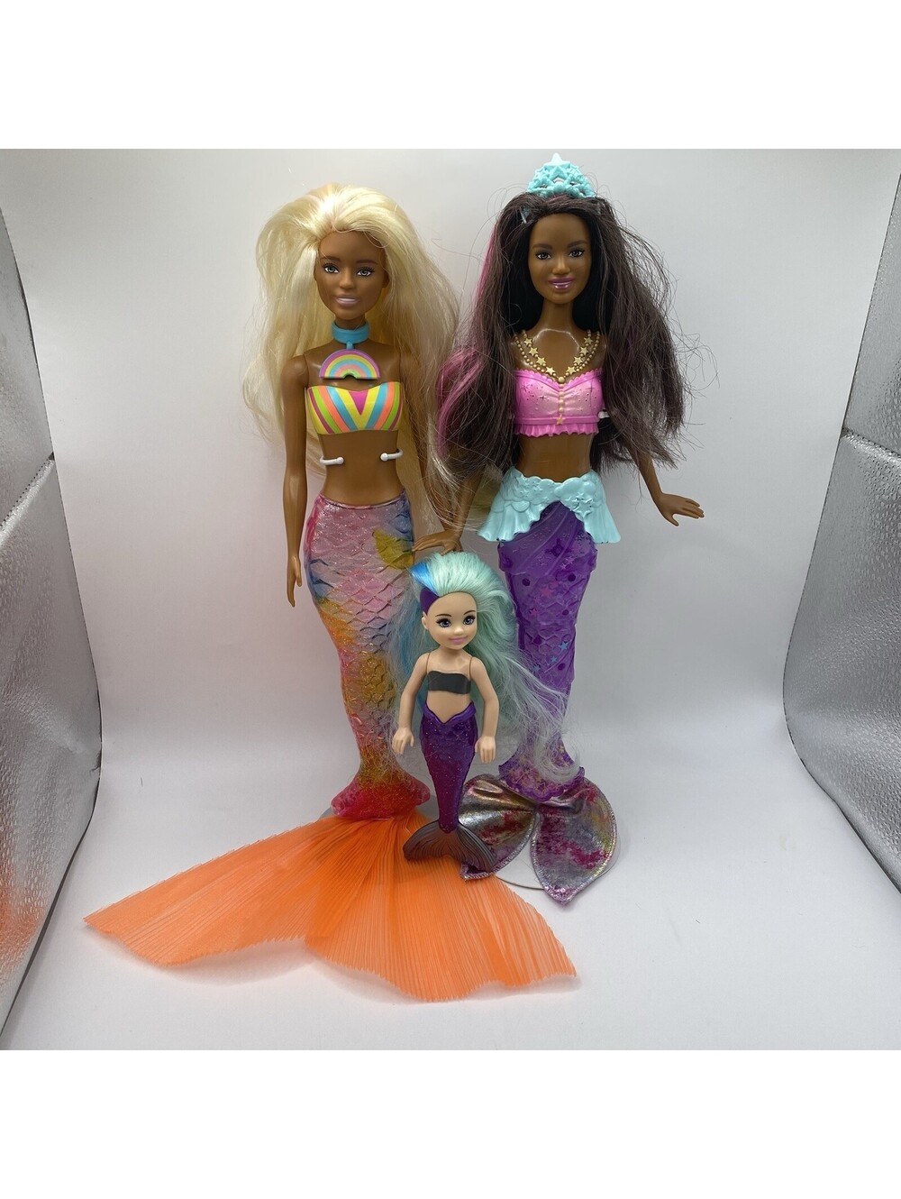 Barbie Dreamtopia Mermaid Lot Of 3- Color Reveal,Mermaid Lights, Chelsea, B7
